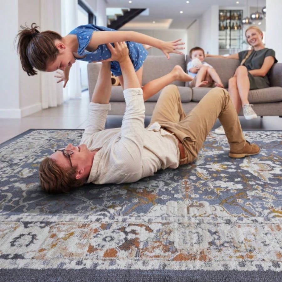 LOOM LUXE 6X9 Blue/Traditional Non - Shedding Living Room Bedroom Dining Home Office Stylish and Stain Resistant Area Rug