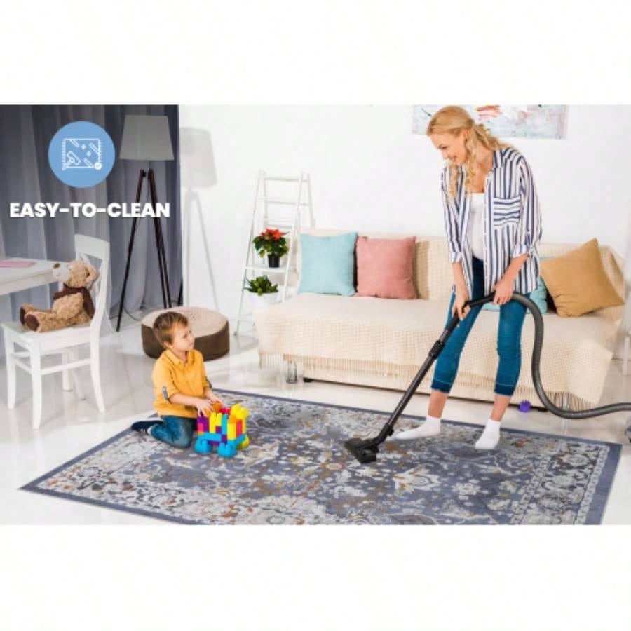 LOOM LUXE 8X10 Blue/Traditional Non - Shedding Living Room Bedroom Dining Home Office Stylish and Stain Resistant Area Rug