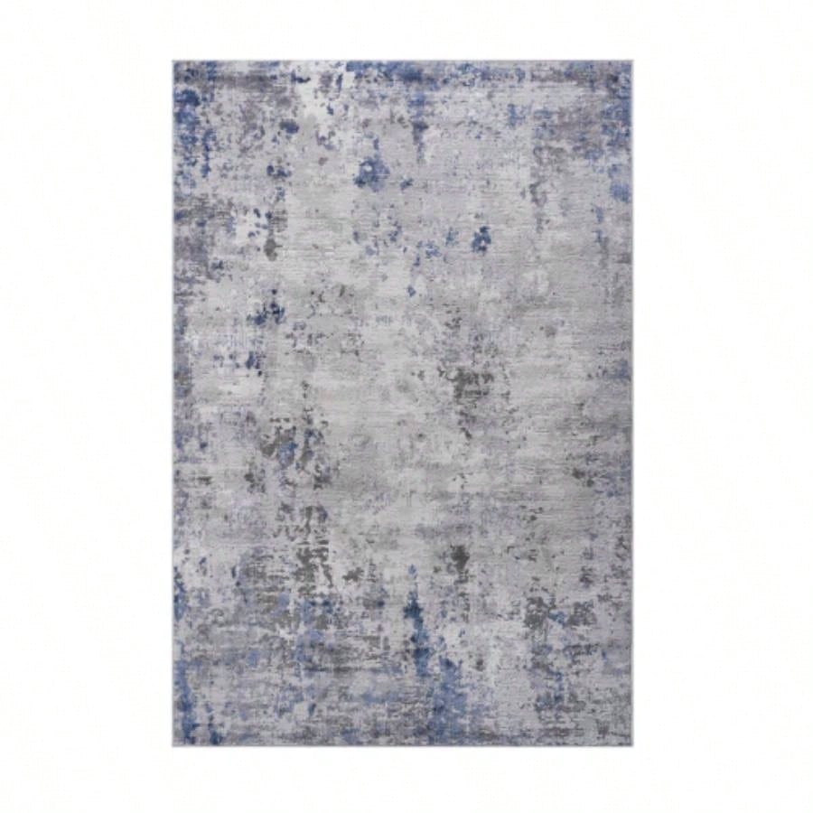 LOOM LUXE 8X10 Silver/Blue/Abstract Non - Shedding Living Room Bedroom Dining Home Office Stylish and Stain Resistant Area Rug