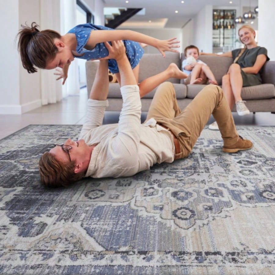 LOOM LUXE 8X10/Blue/Medallion Non - Shedding Living Room Bedroom Dining Home Office Stylish and Stain Resistant Area Rug