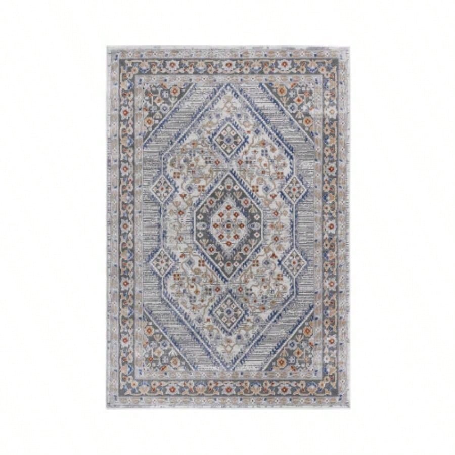 LOOM LUXE 6X9 Blue/Bordered Non - Shedding Living Room Bedroom Dining Home Office Stylish and Stain Resistant Area Rug