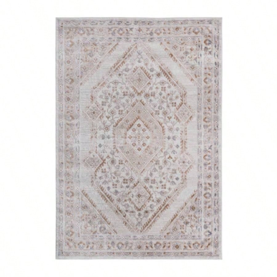LOOM LUXE 6X9/Ivory/Bordered Non - Shedding Living Room Bedroom Dining Home Office Stylish and Stain Resistant Area Rug