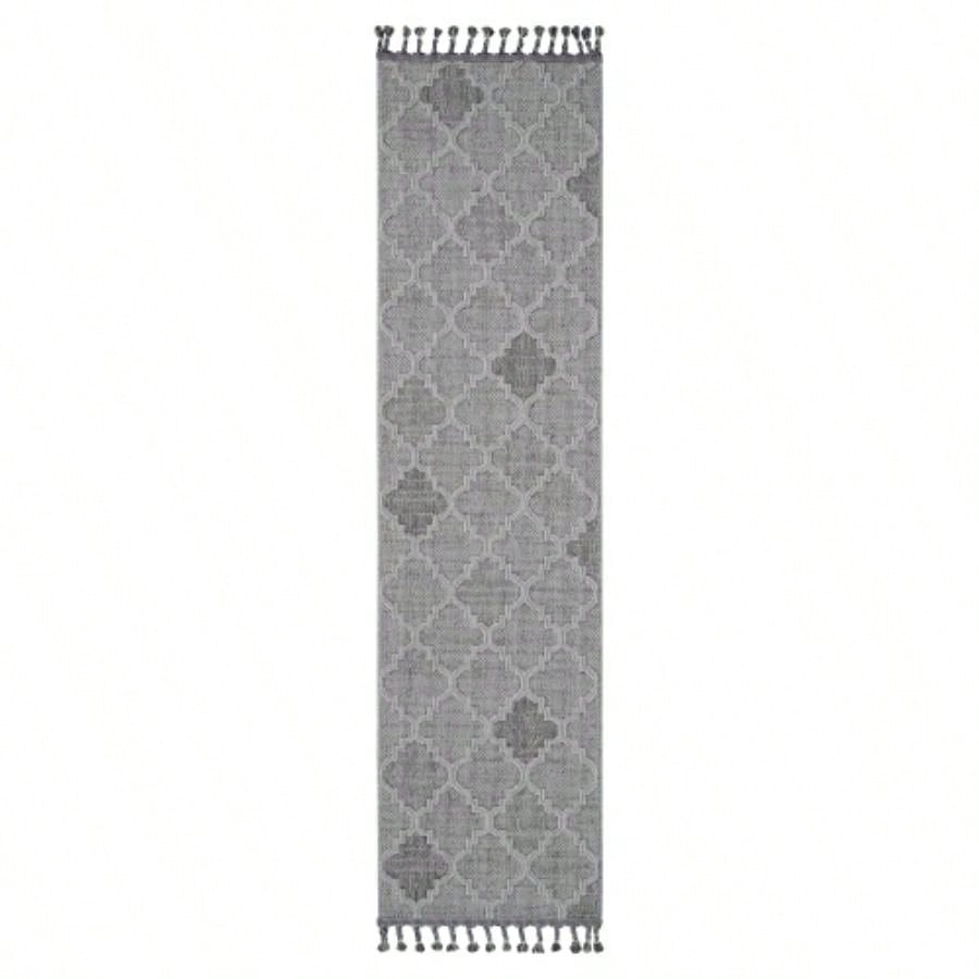 White Trellis Area Rug - 5x7 Indoor Outdoor