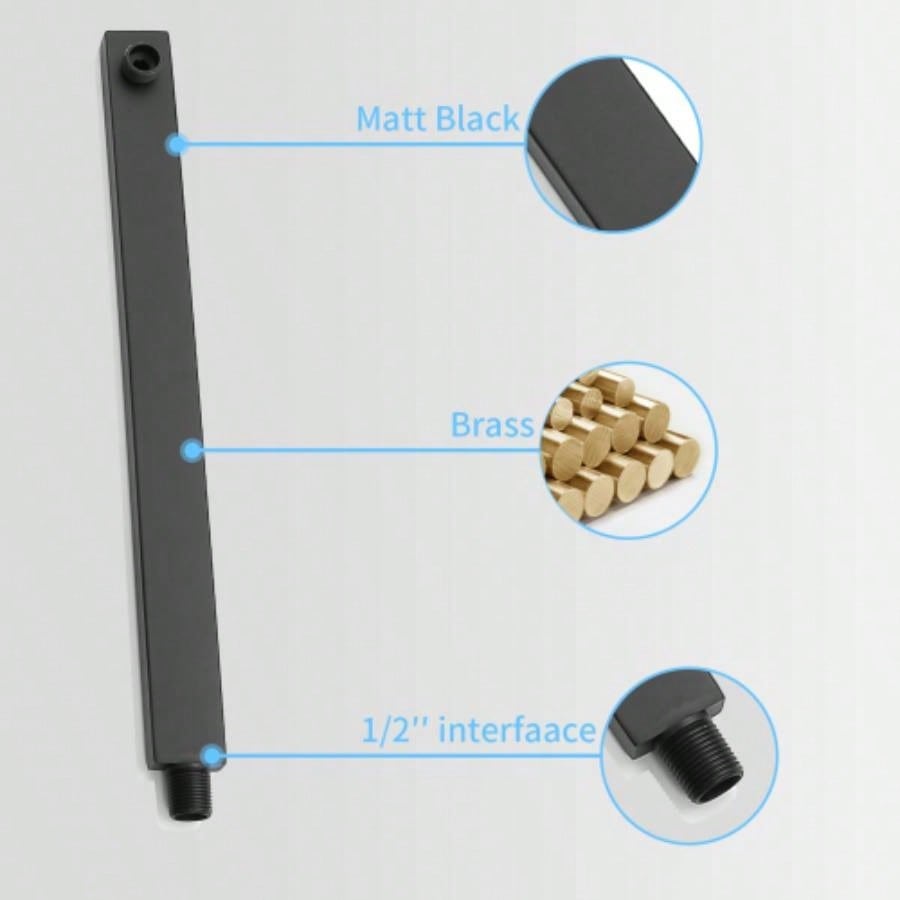 Shower System Shower Faucet Combo Set Wall Mounted with 12 Rainfall Shower and handheld shower faucet, Matte Black with Brass Rough - In