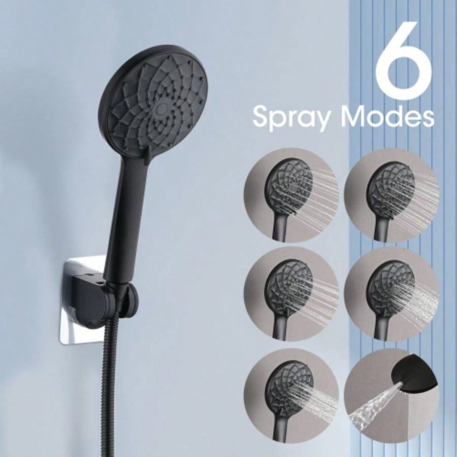 Shower, 10 Inch High Pressure Rainfall Shower/Handheld Shower Combo with 11 Inch Extension Arm, 6 Settings Adjustable Anti - leak Shower with Holder/Hose, Height/Angle Adjustable