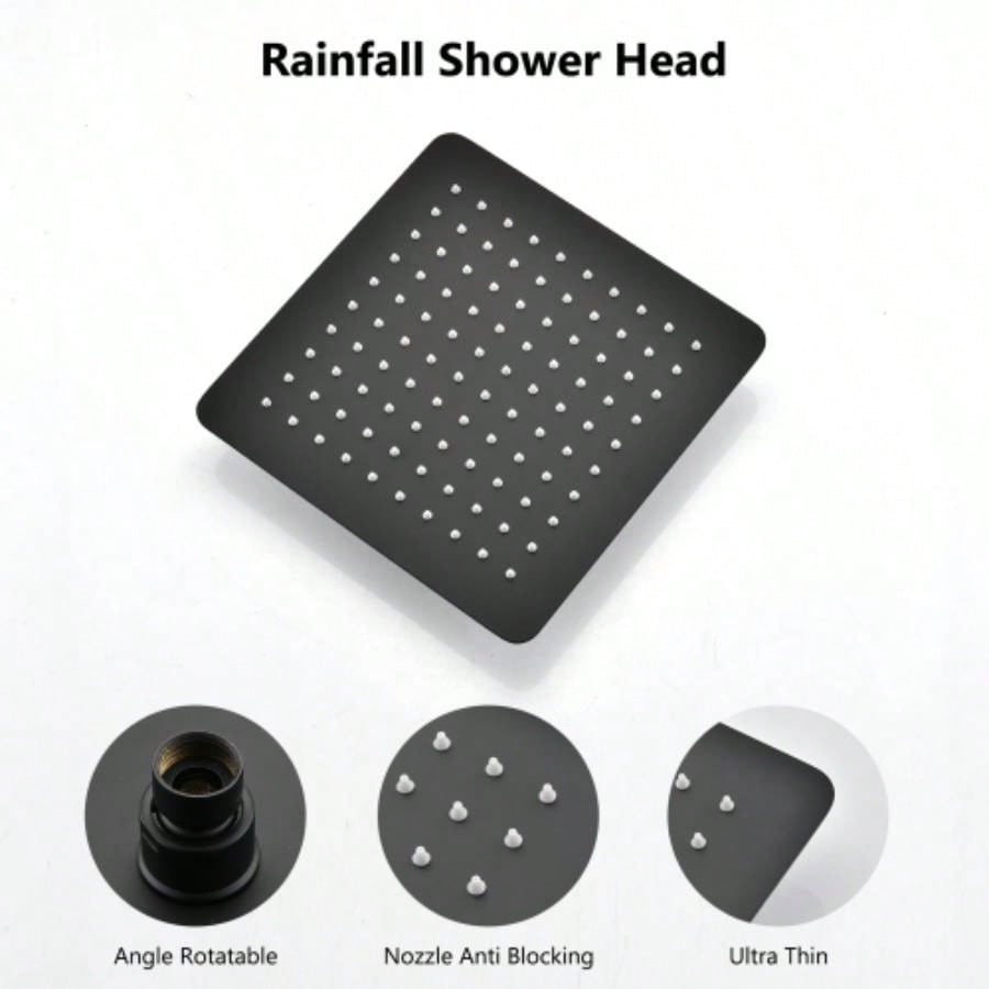 Shower, 10 Inch High Pressure Rainfall Shower/Handheld Shower Combo with 11 Inch Extension Arm, 6 Settings Adjustable Anti - leak Shower with Holder/Hose, Height/Angle Adjustable