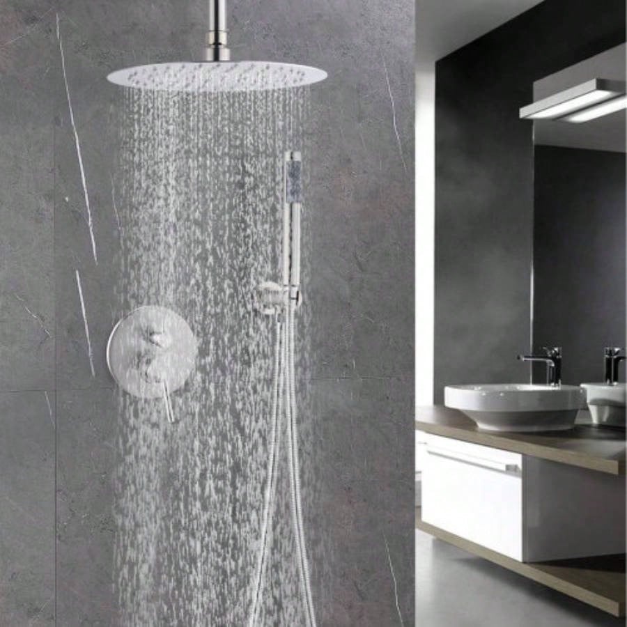 Dome shower system Shower combination set wall mounted with 10 inch shower and hand held shower, brushed nickel