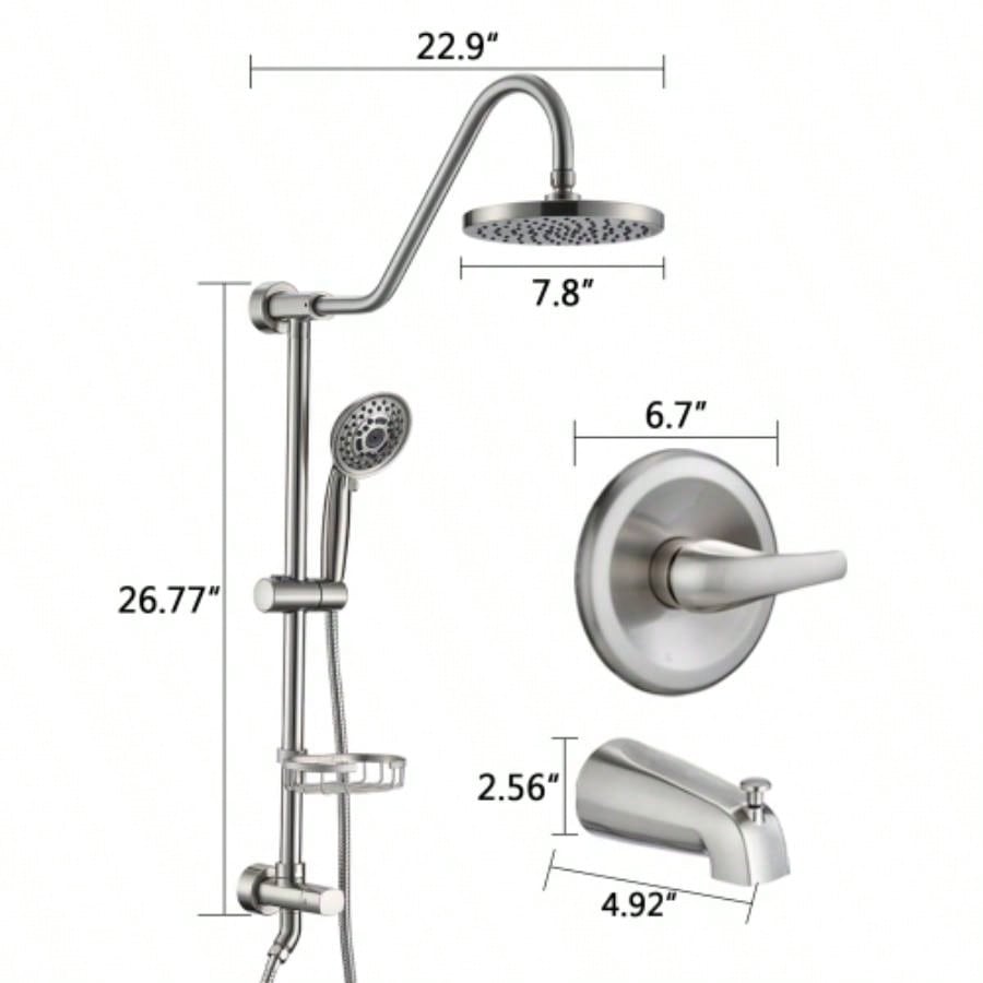 Shower with Handheld Shower System with 8 Rain Shower with Tub Spout Rough - in Included