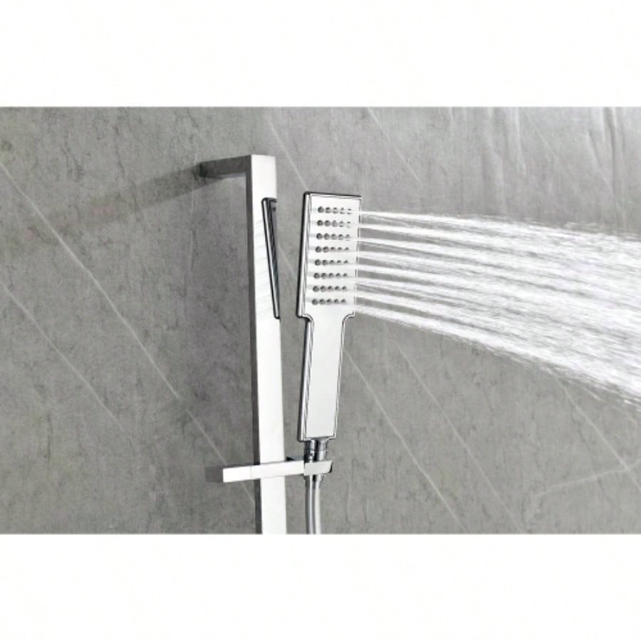 Shower System with Shower, Hand Shower, Slide Bar, Shower Arm, Hose, Trim, and Lever Handles
