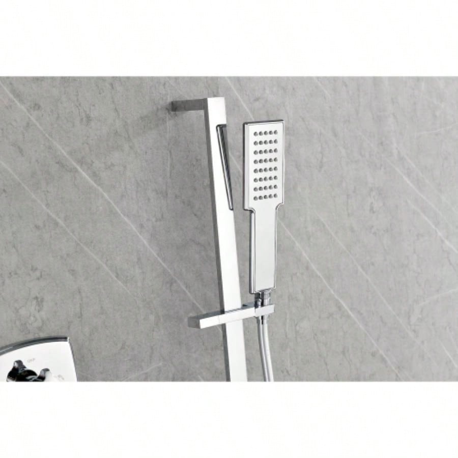 Shower System with Shower, Hand Shower, Slide Bar, Shower Arm, Hose, Trim, and Lever Handles