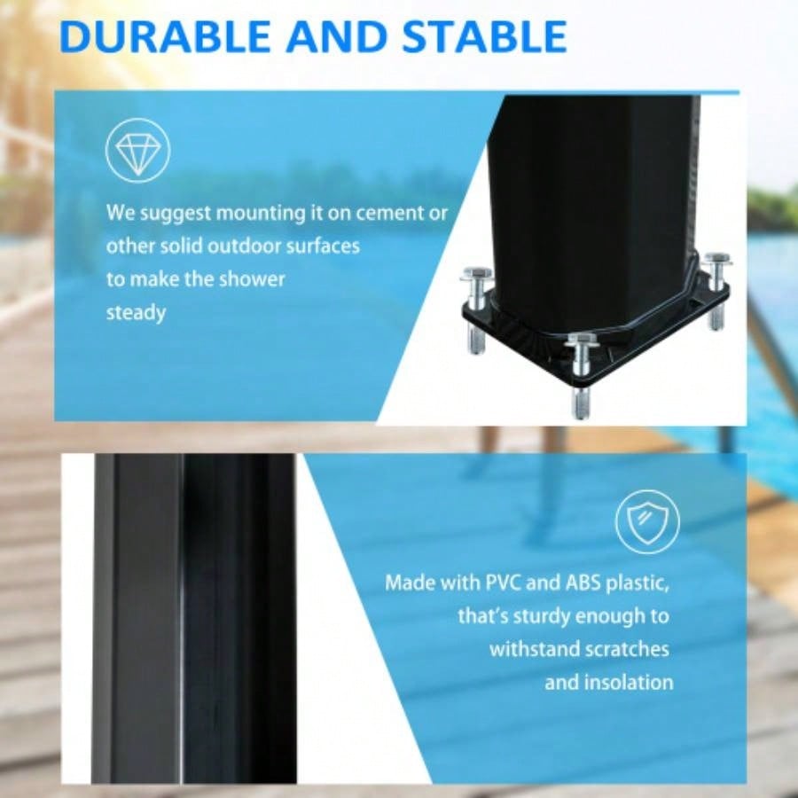 Outsunny Outdoor Heated Shower with 360 Rotating Rainfall Handheld Shower, Foot Shower Faucet, Temperature and Pressure Adjustable, Holds 9.2 Gallons Backyard Pool