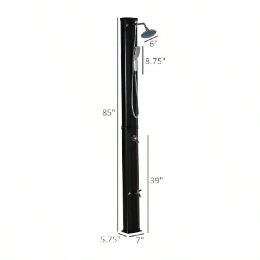 Outsunny Outdoor Heated Shower with 360 Rotating Rainfall Handheld Shower, Foot Shower Faucet, Temperature and Pressure Adjustable, Holds 9.2 Gallons Backyard Pool