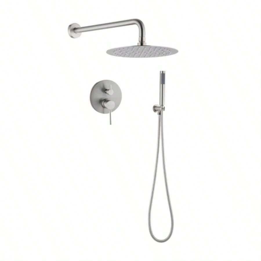 10" Matte Black Round Shower Set - Rain Showerhead & Handheld