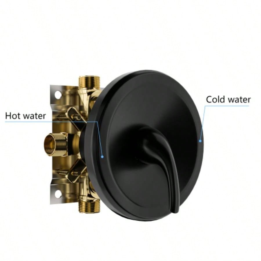 10 Round Rain Shower Systems with Waterfall Tub Spout, Matte black, Wall Mounted shower
