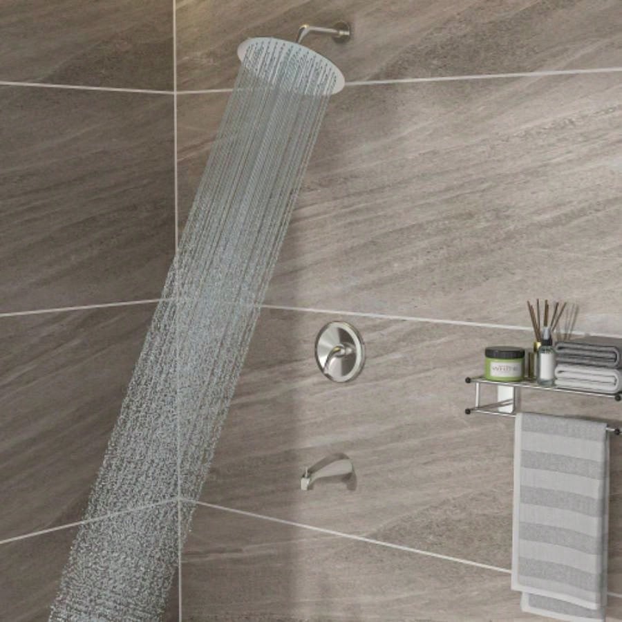 10 Round Rain Shower Systems with Waterfall Tub Spout, Matte black, Wall Mounted shower