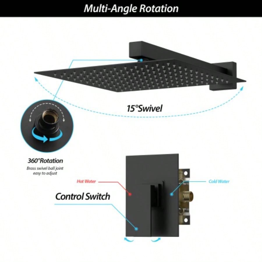Shower Faucet Set, Shower System with 10 - Inch Rainfall Shower and Shower, Matte black