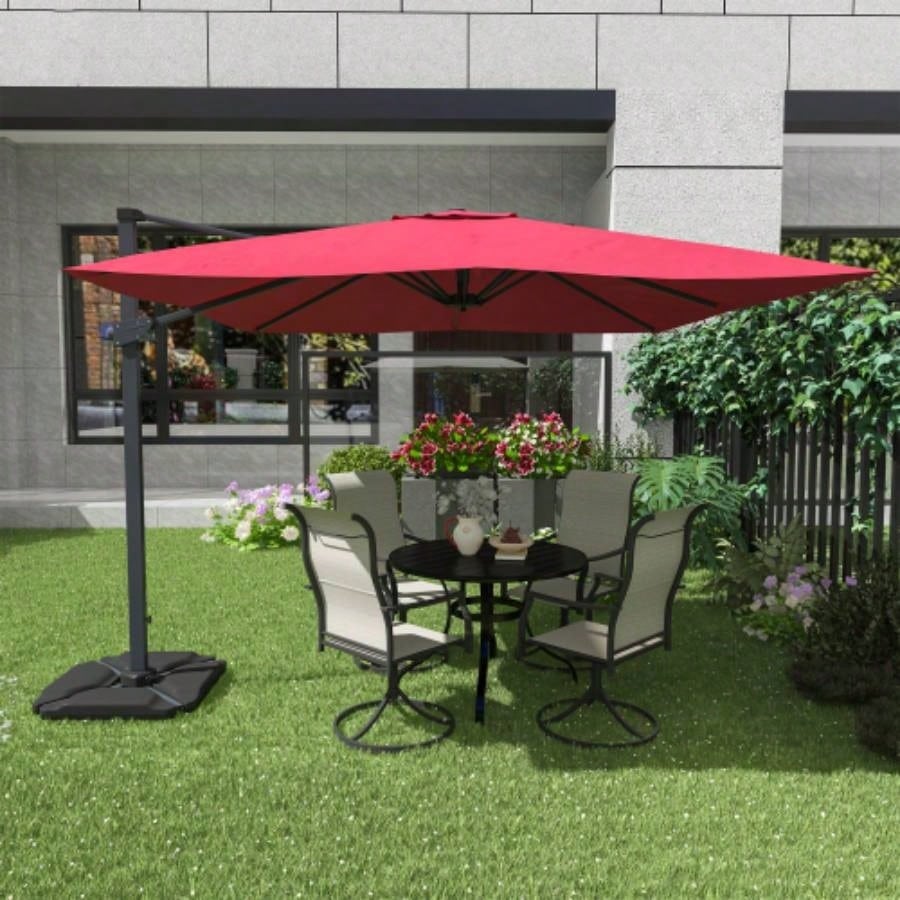 10FT Square Cantilever Patio in Red without Base