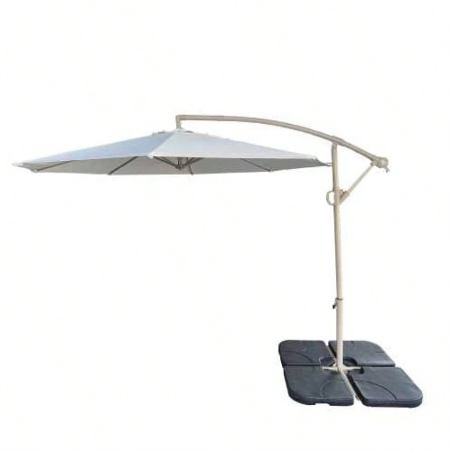 without Plastic base - 10ft Offset Patio - Offset Hanging Cantilever Patio Outdoor Market with Easy Tilt Adjustment and Crank Pool Deck and Garden TOP Colour Beige