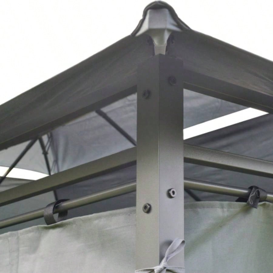 Outsunny 10x 13 Patio Gazebo, Outdoor Gazebo Canopy Shelter with Curtains, Vented Roof, Steel Frame Garden, Lawn, Backyard and Deck, Sage Gray