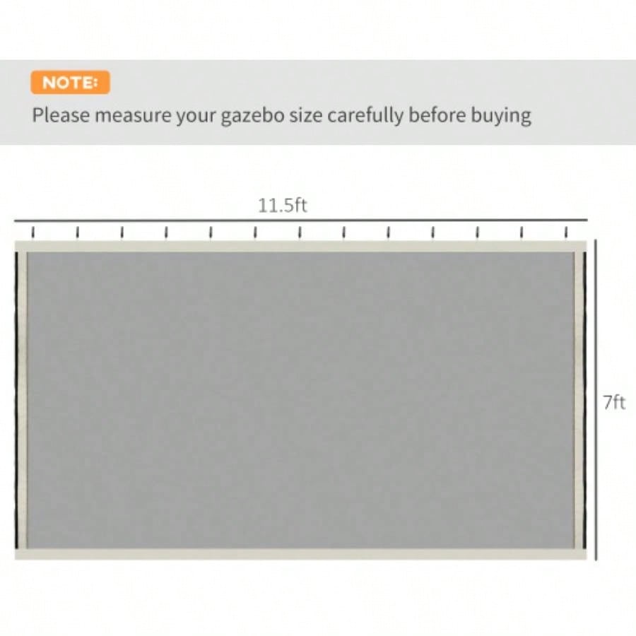 Outsunny 10x 13 Mesh Sidewall Netting Patio Gazebos and Canopy Tents with Zippers Sidewall Only