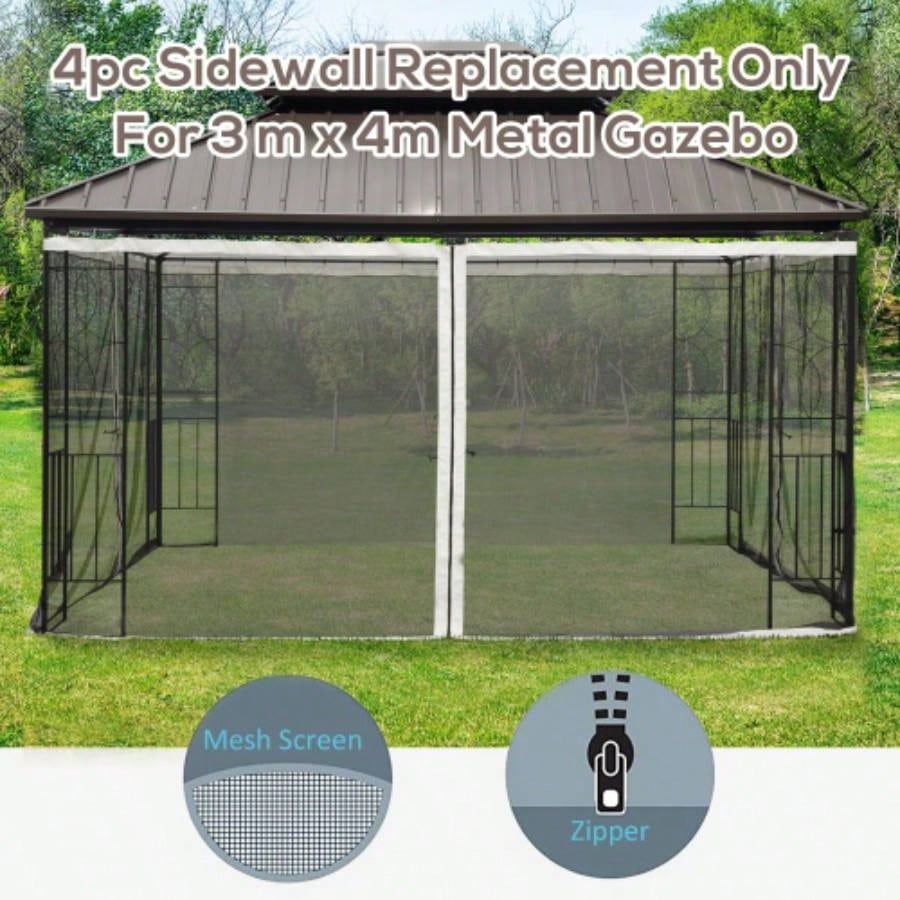 Outsunny 10x 13 Mesh Sidewall Netting Patio Gazebos and Canopy Tents with Zippers Sidewall Only