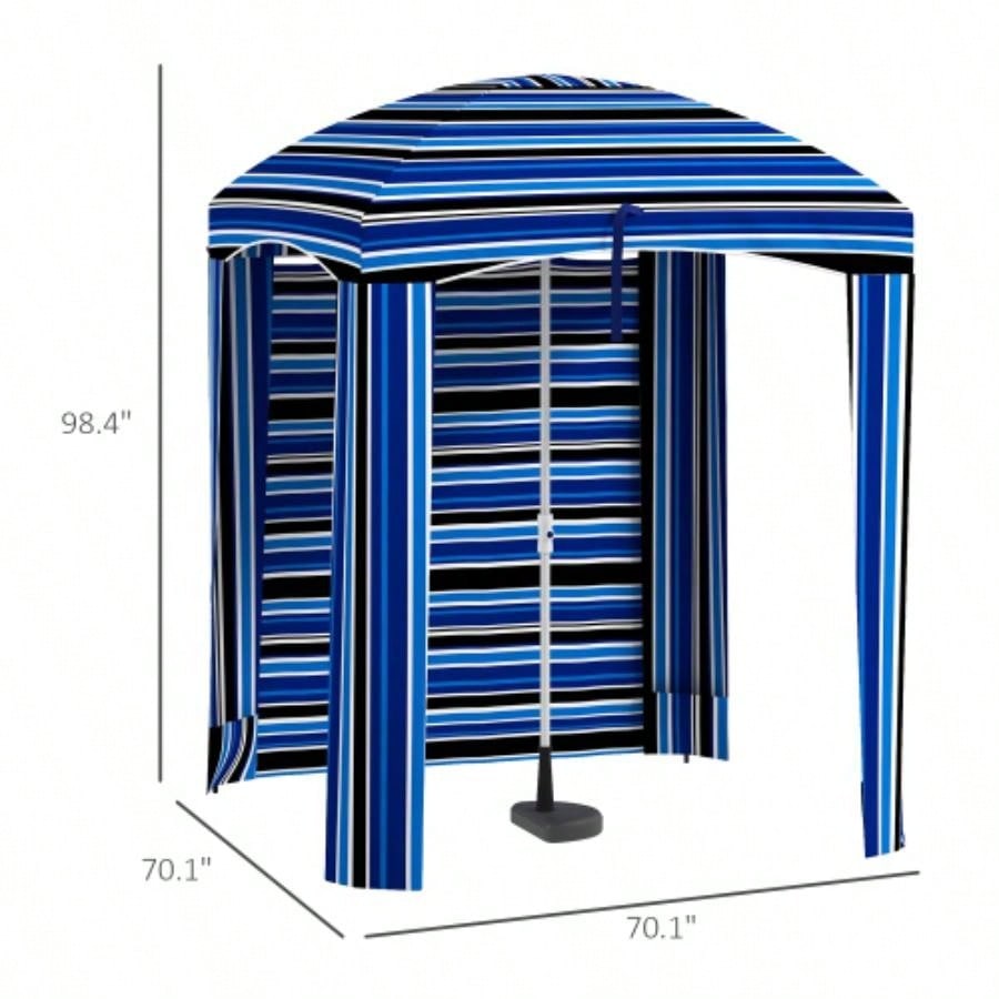 Outsunny 5.9x 5.9 Portable Beach, Ruffled Outdoor Cabana with Walls, Vents, Sandbags, Carry Bag, Blue Stripe
