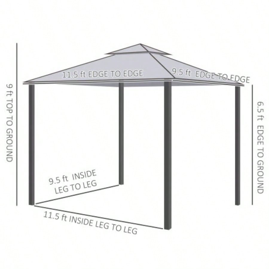 Outsunny 9.6x 11.6 Patio Gazebo, Outdoor Canopy Shelter with 2 - Tier Roof and Netting, Steel Frame Garden, Lawn, Backyard, and Deck, Taupe