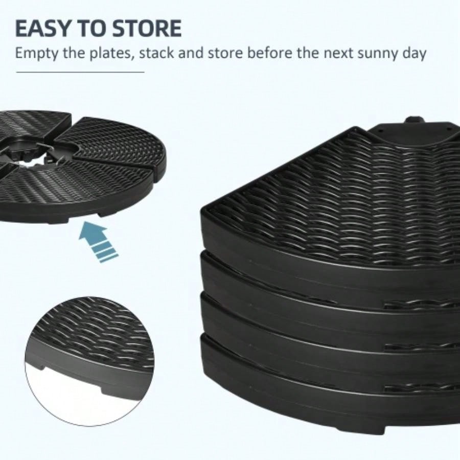 Outsunny HDPE Material Patio Base Weights Sand Filled up to 150 Lb. Any Offset Base 4 - Piece, or Sand Filled, All - Weather, Black Round