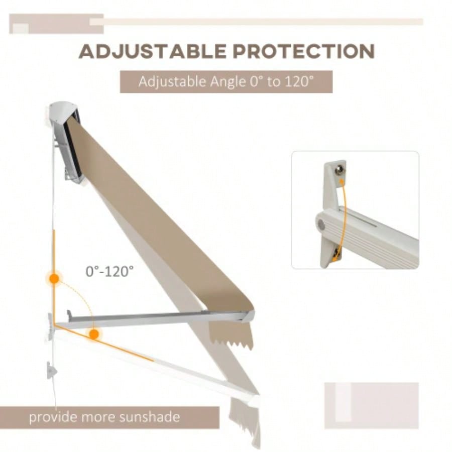 Outsunny 6 Drop Arm Manual Retractable Window Awning Shade Shelter Patio Balcony Outdoor, Aluminum, White