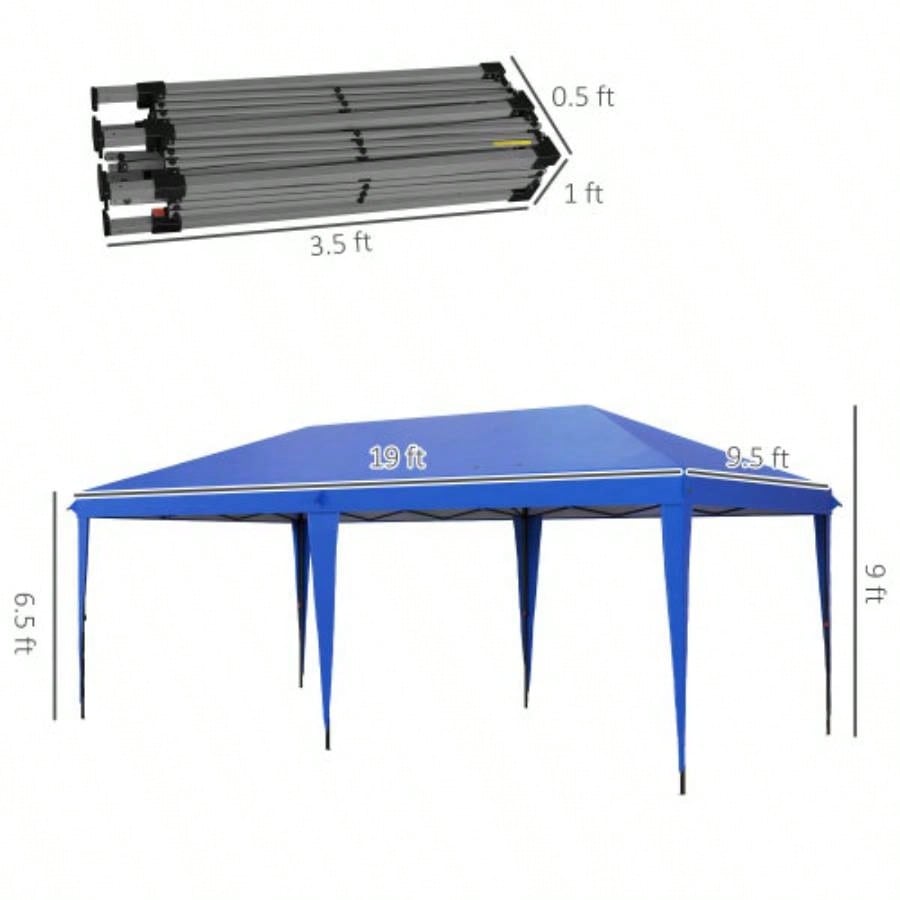 Outsunny 10x 19.2 Up Canopy Tent, Heavy Duty Tent Parties, Outdoor Instant Gazebo Shade Shelter with Carry Bag Catering, Events, Wedding, Backyard BBQ, Blue