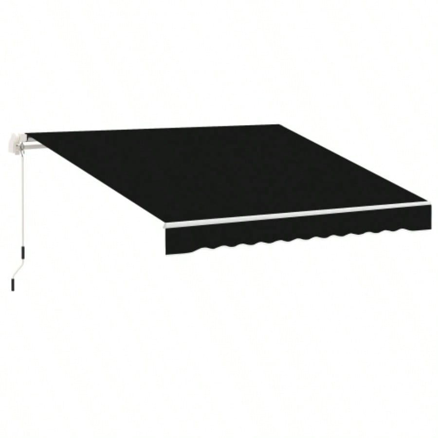 Outsunny 8x Patio Retractable Awning, Manual Exterior Shade Deck Window Cover, Black