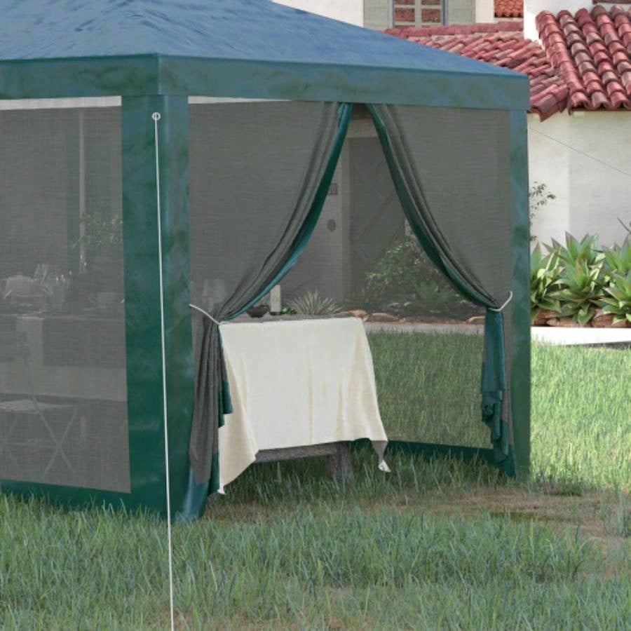 Outsunny 10x 28 Party Tent Canopy, Outdoor Event Shelter Gazebo with 8 Removable Mesh Sidewalls, Zipper Doors, Steel Frame, Green