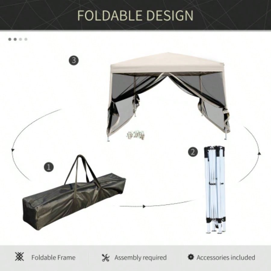 210D Oxford 10x 10 Up Canopy Tent with Netting, Instant Screen Room House, Tents Parties, Height Adjustable, with Carry Bag, Outdoor, Garden, Patio