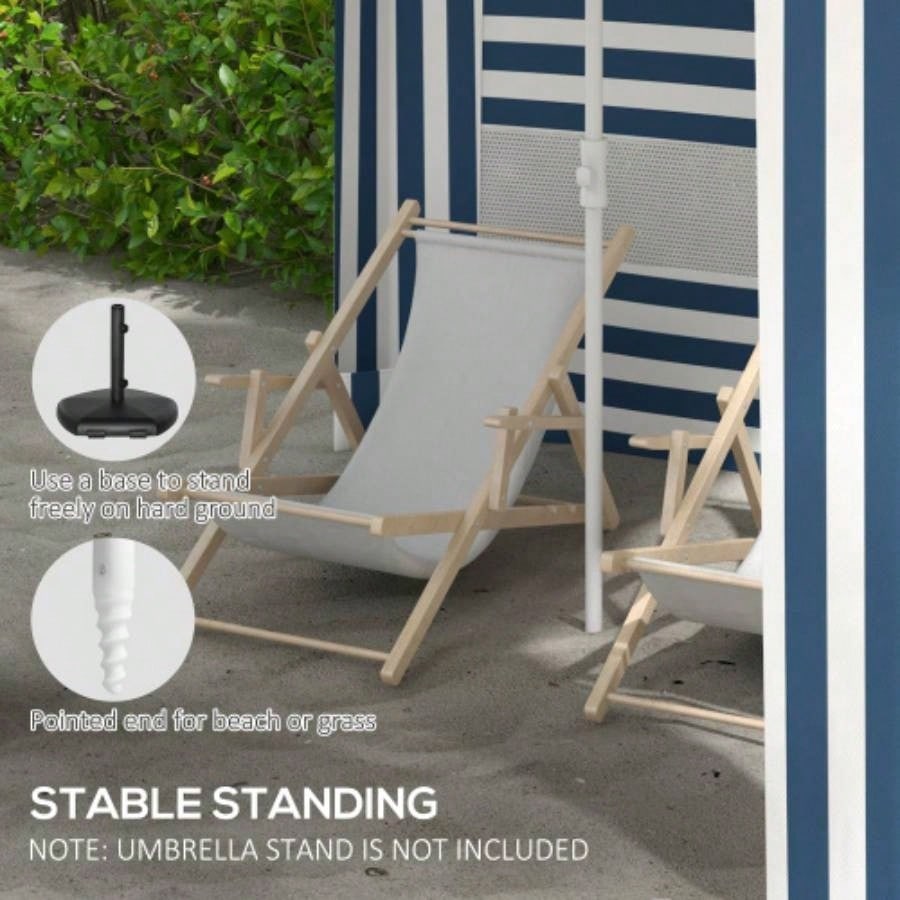 Outsunny 5.8x 5.8 Portable Beach with Double - Top, Ruffled Outdoor Cabana with Walls, Vents, Sandbags, Carry Bag, Blue White Stripe