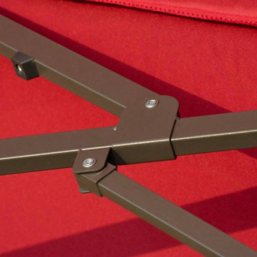Outsunny Patio 15 Steel Rectangular Outdoor Double Sided Market with base, Easy Crank Deck Pool Patio, Wine Red