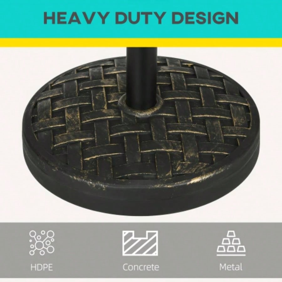 Outsunny 18 Patio Base, 40 lbs. Concrete Heavy Duty Stand with Metal Holder 1.5 or 2 Poles, Round Market Stand Outdoor, Lawn, Poolside, Bronze