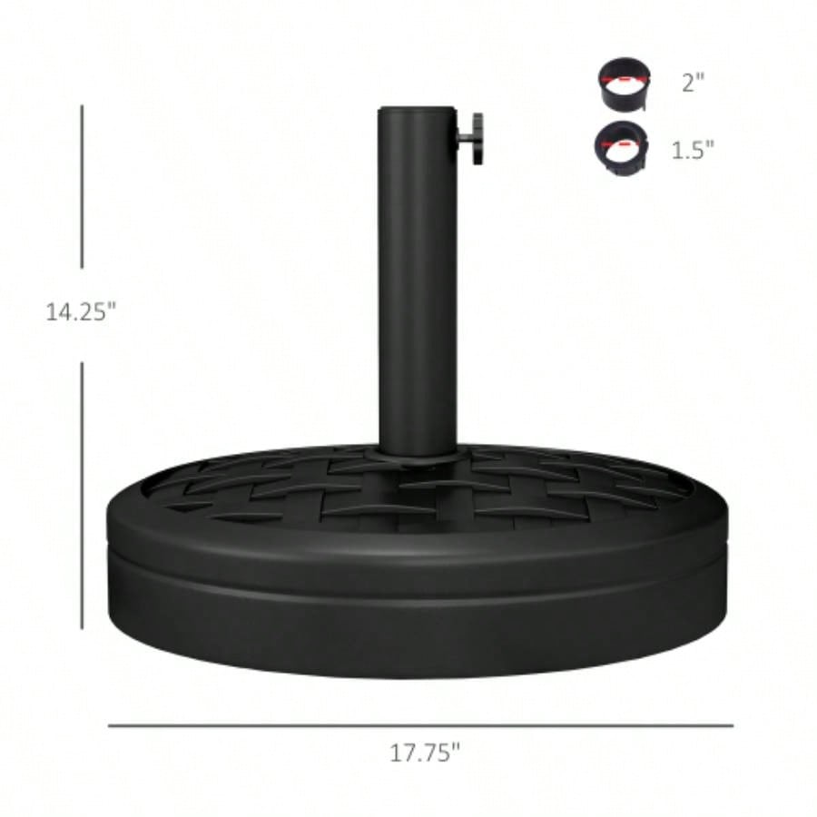 Outsunny 18 Patio Base, 40 lbs. Concrete Heavy Duty Stand with Metal Holder 1.5 or 2 Poles, Round Market Stand Outdoor, Lawn, Poolside, Bronze
