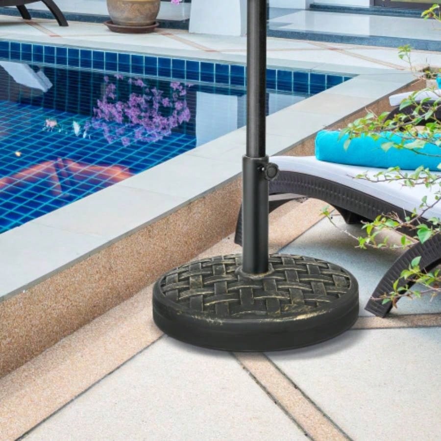 Outsunny 18 Patio Base, 40 lbs. Concrete Heavy Duty Stand with Metal Holder 1.5 or 2 Poles, Round Market Stand Outdoor, Lawn, Poolside, Bronze