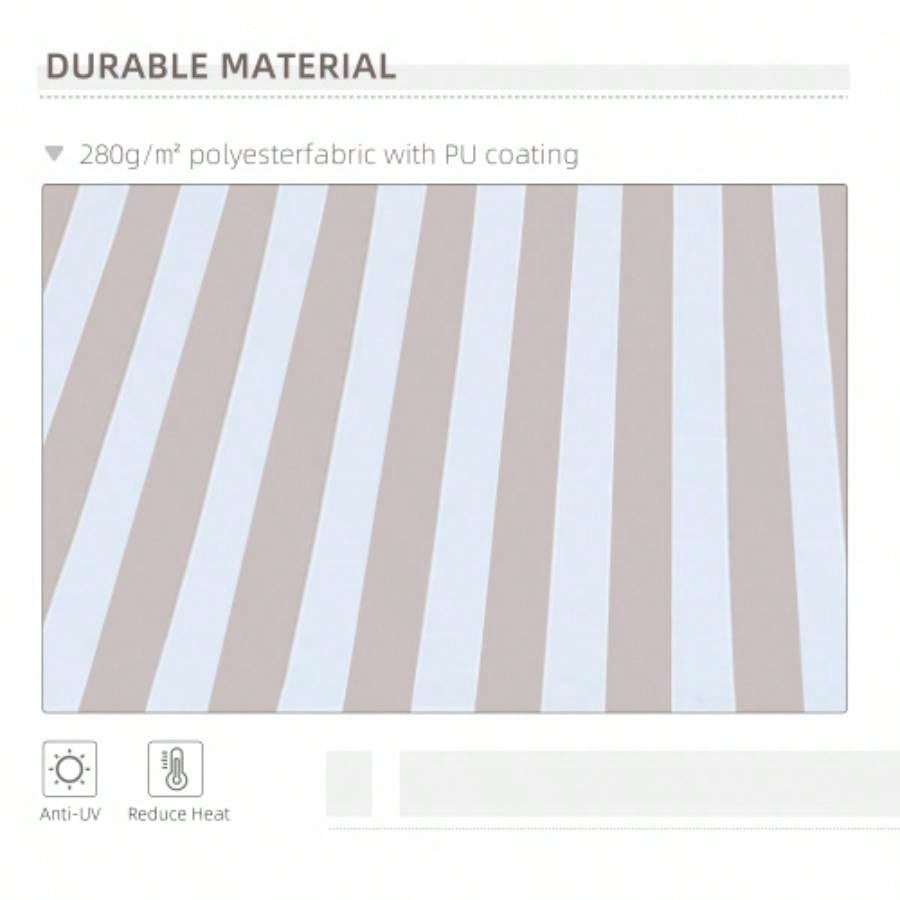Outsunny 10x 8 Retractable Awning, Patio Awnings, Sunshade Shelter/ Manual Crank Handle, - Resistant Fabric and Aluminum Frame Deck, Balcony, Yard, Beige Stripes
