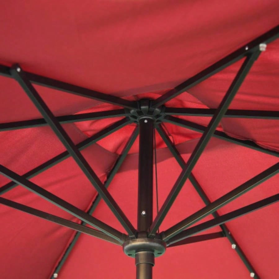 Outsunny 9x, LED Lighted Patio Table or Base with Tilt Crank, Outdoor Garden, Deck, Backyard, Pool, Beach, Wine Red