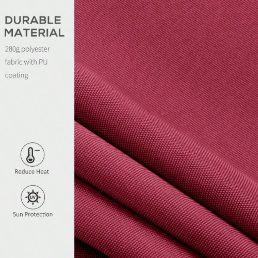 Outsunny 8x Patio Retractable Awning, Manual Exterior Shade Deck Window Cover, Wine Red
