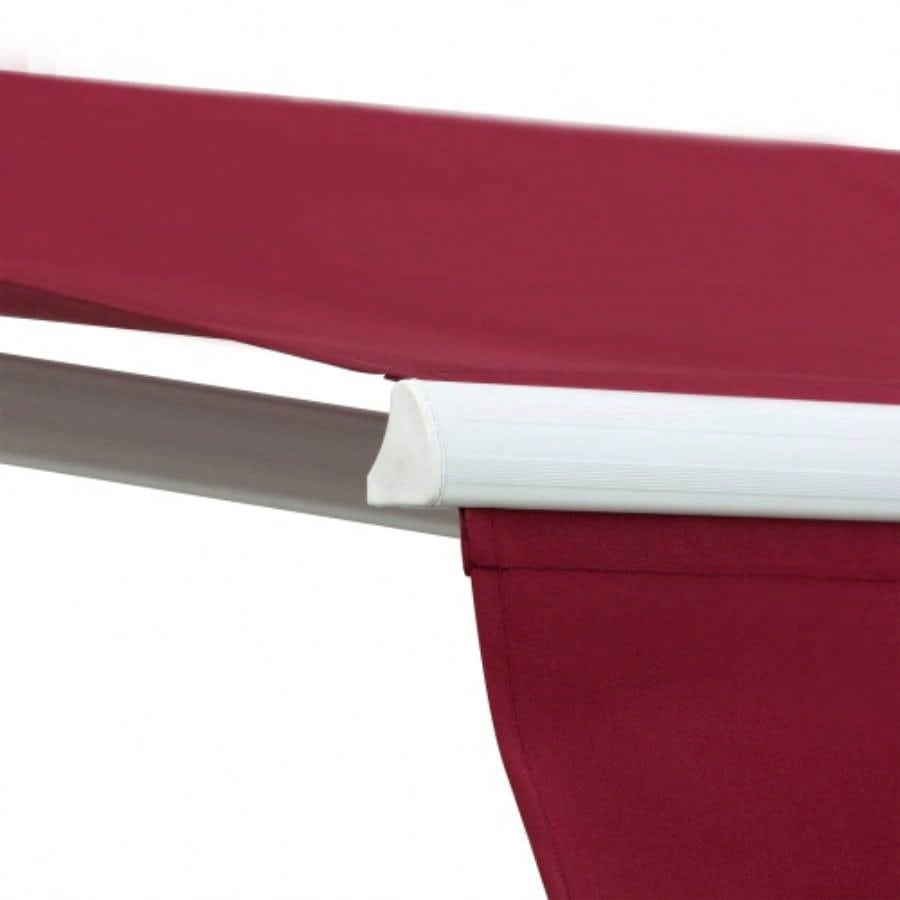 Outsunny 8x Patio Retractable Awning, Manual Exterior Shade Deck Window Cover, Wine Red
