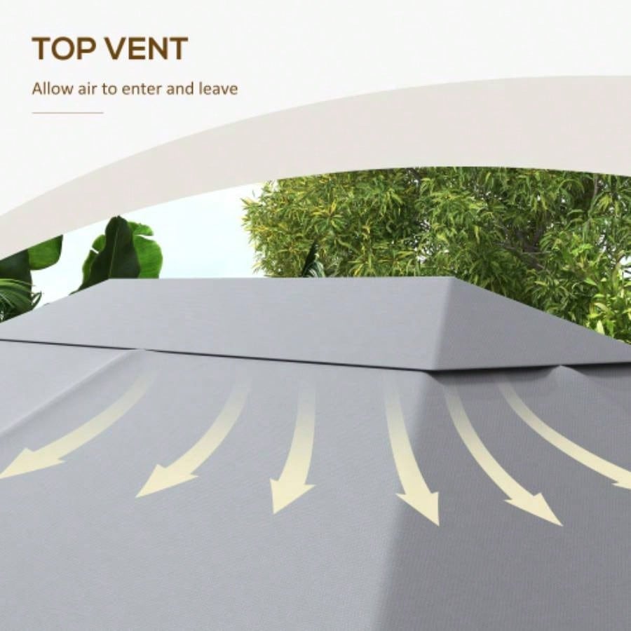 Outsunny 10x 13 Gazebo Canopy, Outdoor Gazebo Cover Top Roof with Vents and Drain Holes, TOP COVER ONLY Light Gray