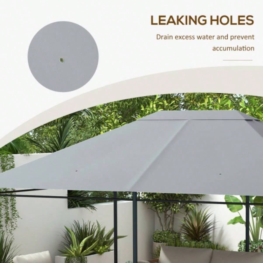 Outsunny 10x 13 Gazebo Canopy, Outdoor Gazebo Cover Top Roof with Vents and Drain Holes, TOP COVER ONLY Light Gray