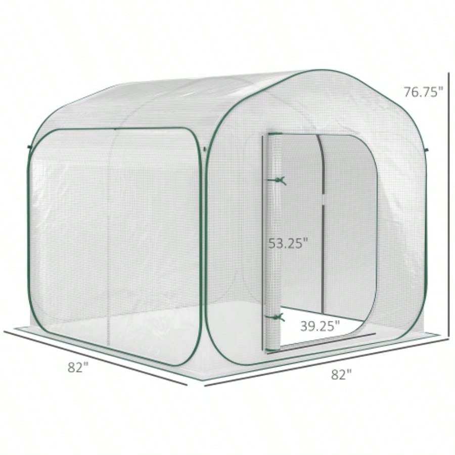 Outsunnyx 6 Portable Walk - in Greenhouse, - up Setup, Outdoor Garden Hot House, Hobby Greenhouse Tent with Zipper Door Growing Flowers, Herbs, Vegetables, Saplings, Succulents, White