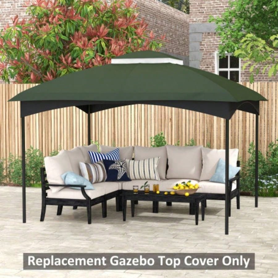Outsunny 10x 12 Gazebo Canopy, 2 - Tier Outdoor Gazebo Cover Top Roof with Drainage Holes, TOP ONLY Green