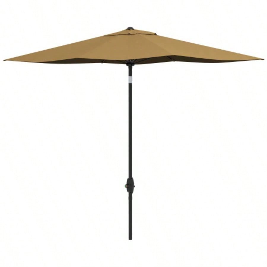 Outsunny 6.5x 10 Rectangular Market, Patio Outdoor Table with Crank and Push Button Tilt, Coffee