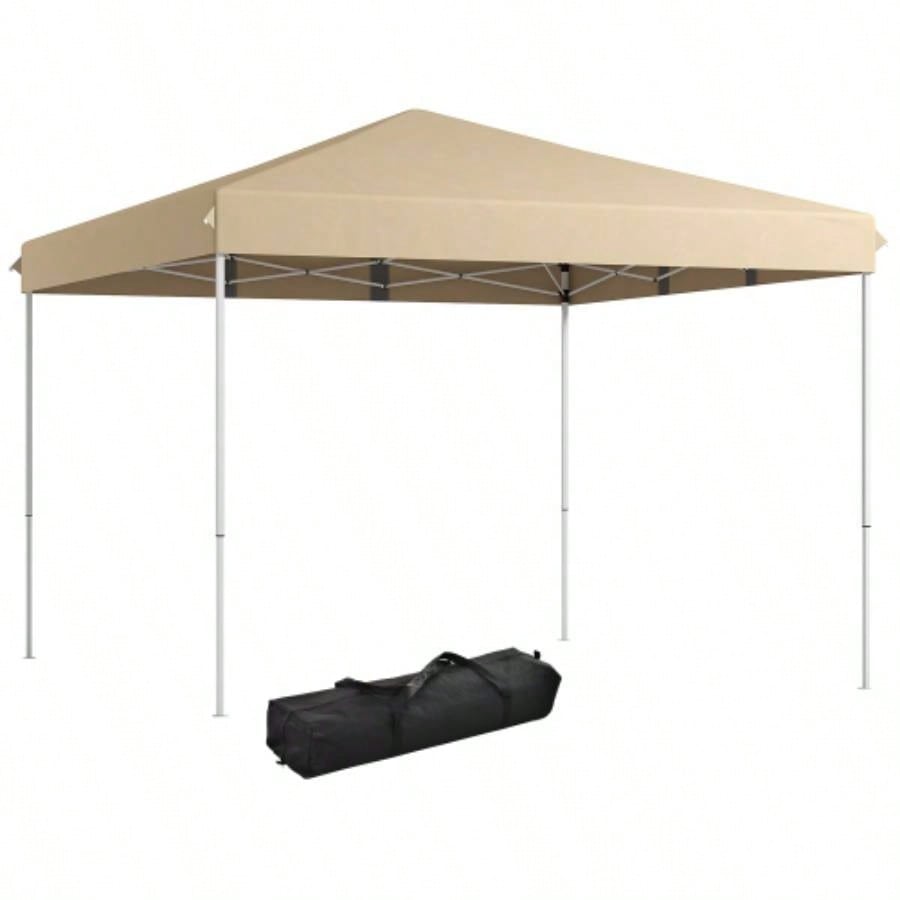 Outsunny 13x 13 Up Canopy Tent, Instant Shelter, Tents Parties, Height Adjustable, with Wheeled Carry Bag Outdoor, Garden, Patio, Parties, Beige