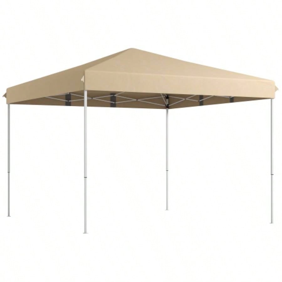Outsunny 13x 13 Up Canopy Tent, Instant Shelter, Tents Parties, Height Adjustable, with Wheeled Carry Bag Outdoor, Garden, Patio, Parties, Beige