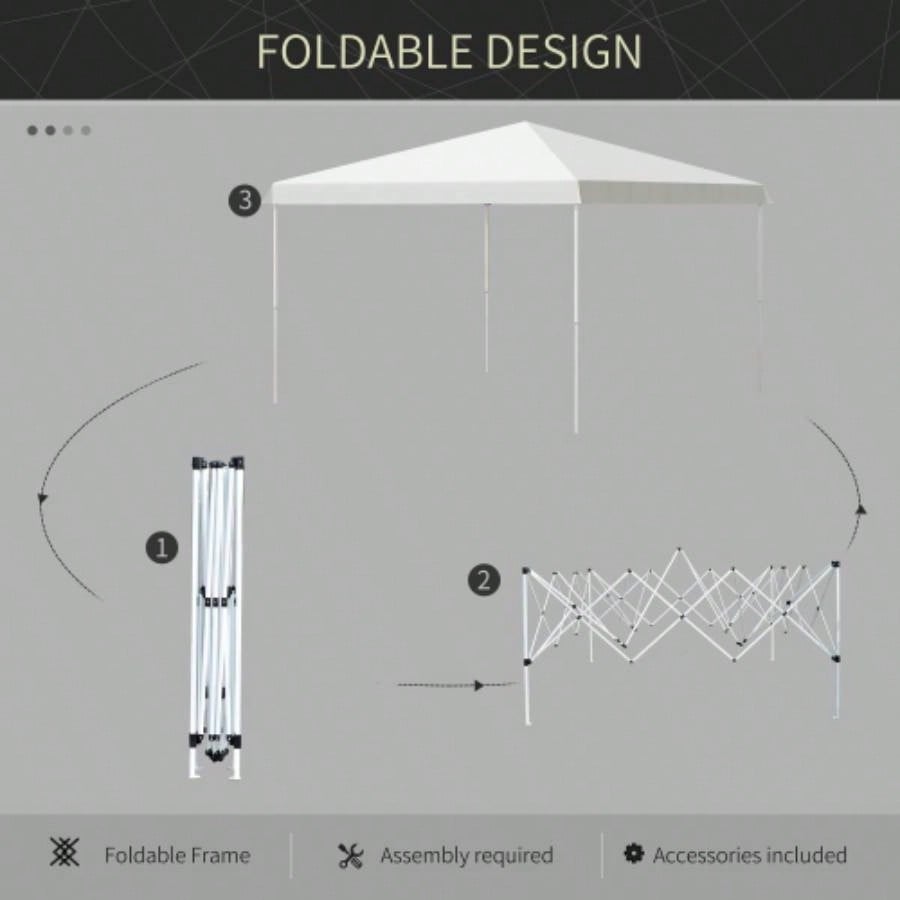 Outsunny 13x 13 Up Canopy Tent, Instant Shelter, Tents Parties, Height Adjustable, with Wheeled Carry Bag Outdoor, Garden, Patio, Parties, White
